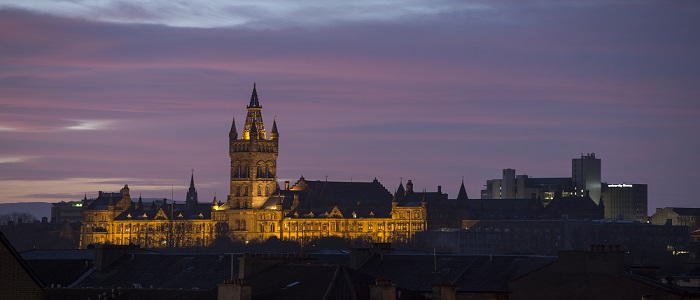 Night image of the university