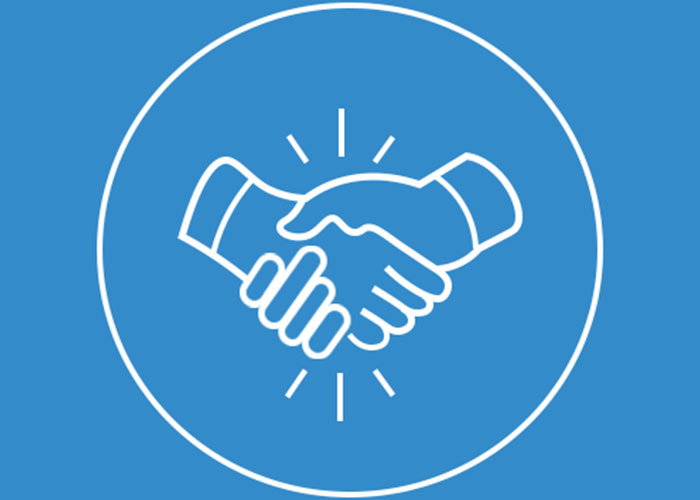 Graphic showing shaking hands