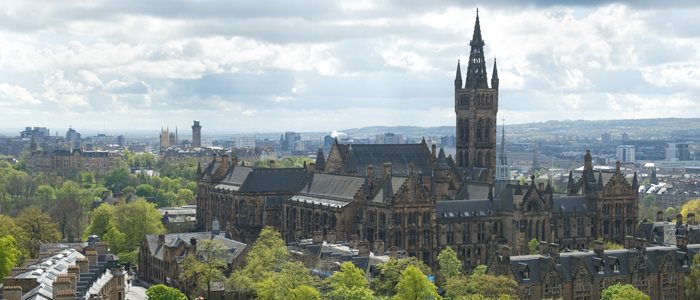 The main building and tower on a sunny day