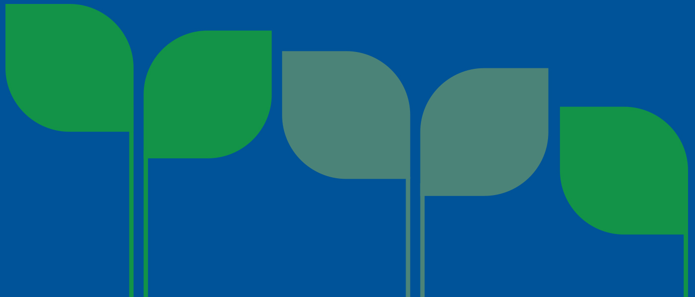 Graphic green leaves on a blue background