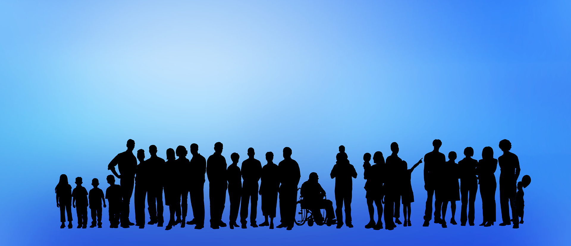 Silhouettes of a line of diverse people
