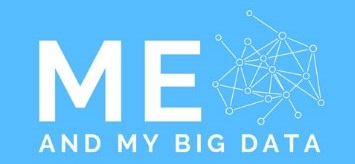 White writing on blue background with a graphic of white interconnected points