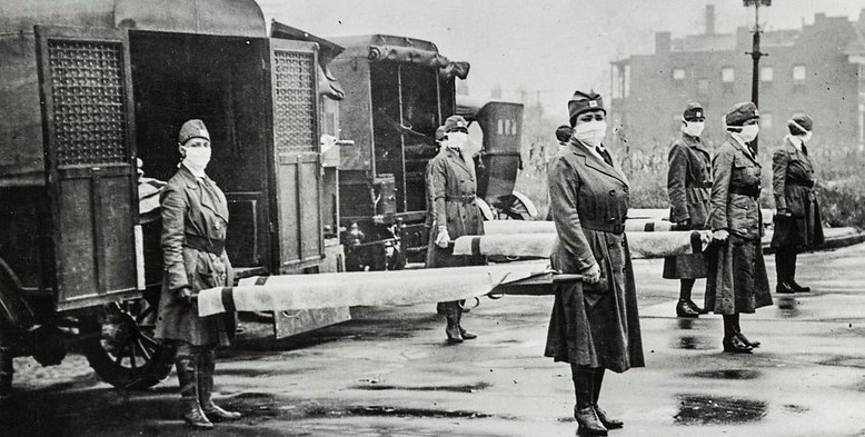 Nurses of St Louis Red Cross Motor Corp during 1918 influenza epidemic