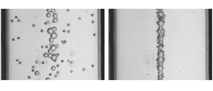 A stream of particles are focussed into a column