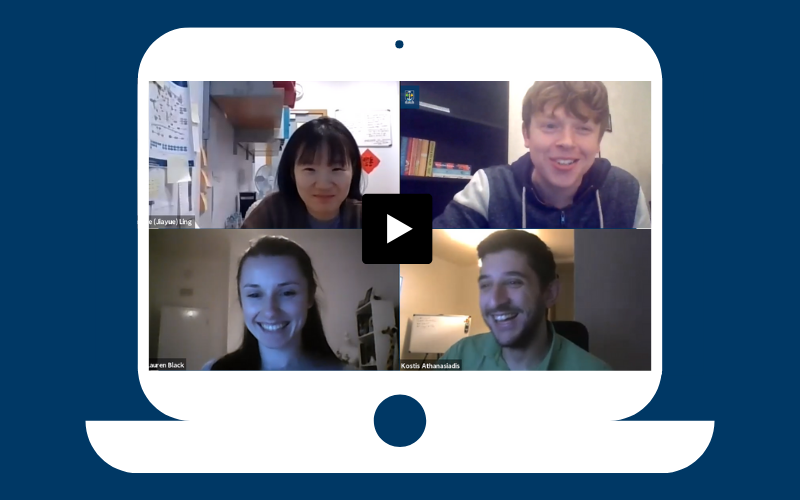 images of students in a mock computer frame