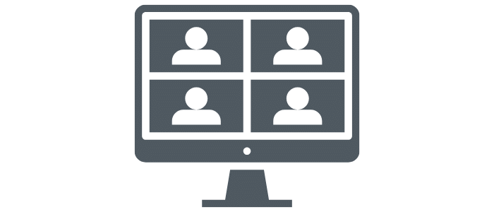 A graphic of virtual meeting with video
