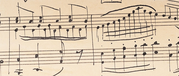 Image for UofG Student Newsletter for the Music in the University Concert Series. Shows musical notes on paper.