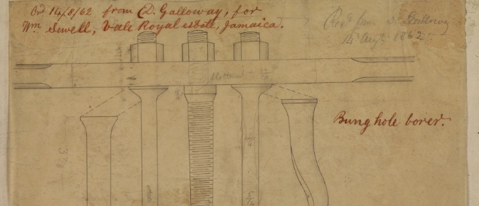 Drawing of a bung hole borer 1862 University of Glasgow Archives, Mirrlees Watson Co Ltd Archive, UGD202/1939)