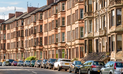 Glasgow orange stone tenements