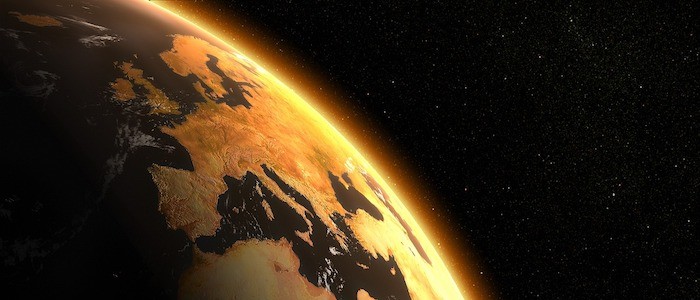 Image of Earth from space showing increase of global temperature