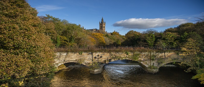 University Tower, trees, bridge, river