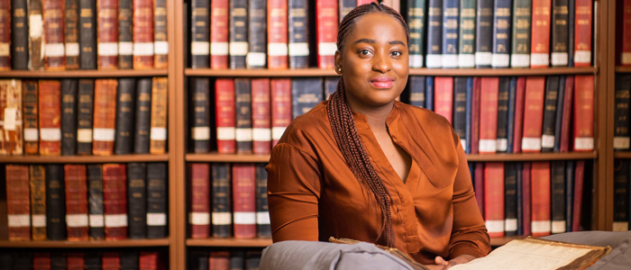 Student in the library