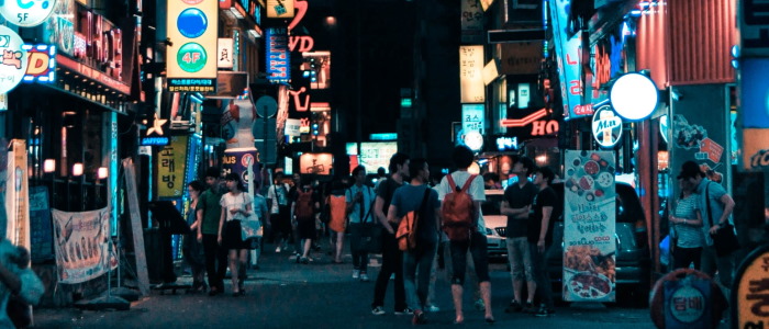 Busy street in Seoul, South Korea