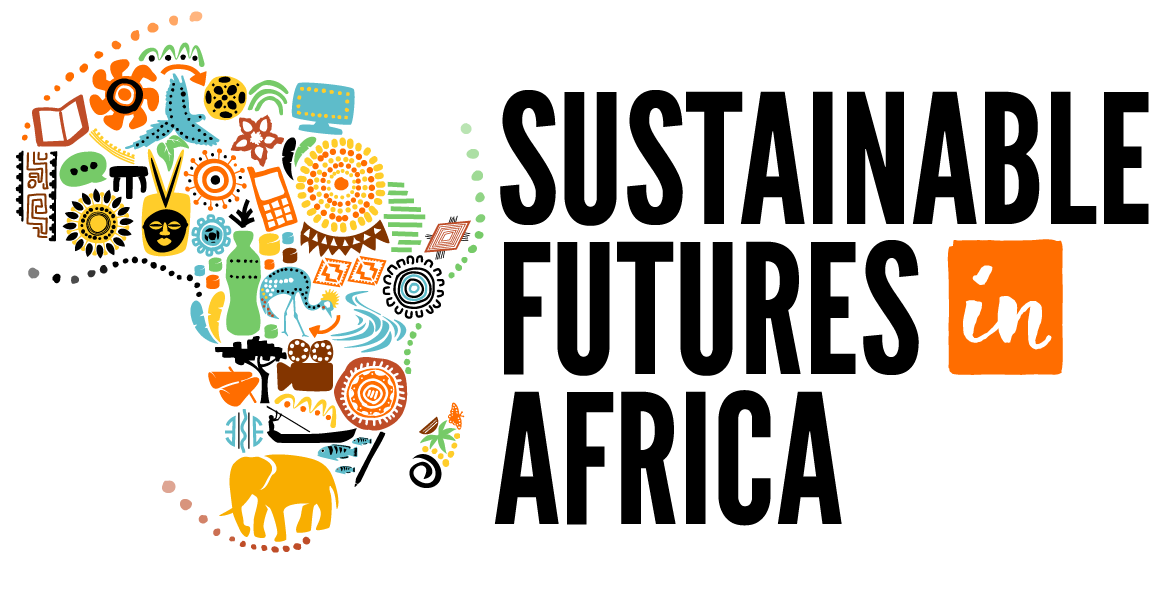 Drawing of the African continent with all different produce plus text