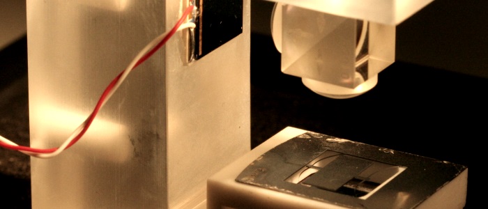 Monolithic Silicon mass and flexure under test.