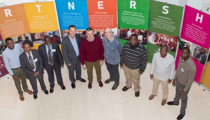 Blantyre Blantyre leadership team group photo, showing individuals standing round in a semi circle taken from above