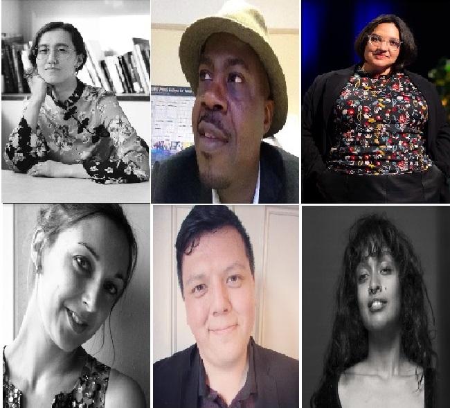 Clockwise top left - Katie Goh, David Onamade, Hannah Lavery, Uma Nada-Rajah, Sean Wai Keung and Lorraine Wilson Images of each of the six Kavya Prize shorlist 650