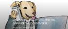 Original artwork of a a dog using a mobile phone