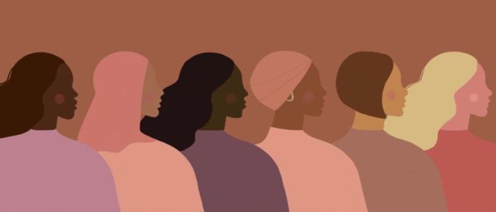 Illustration of a row of women of colour