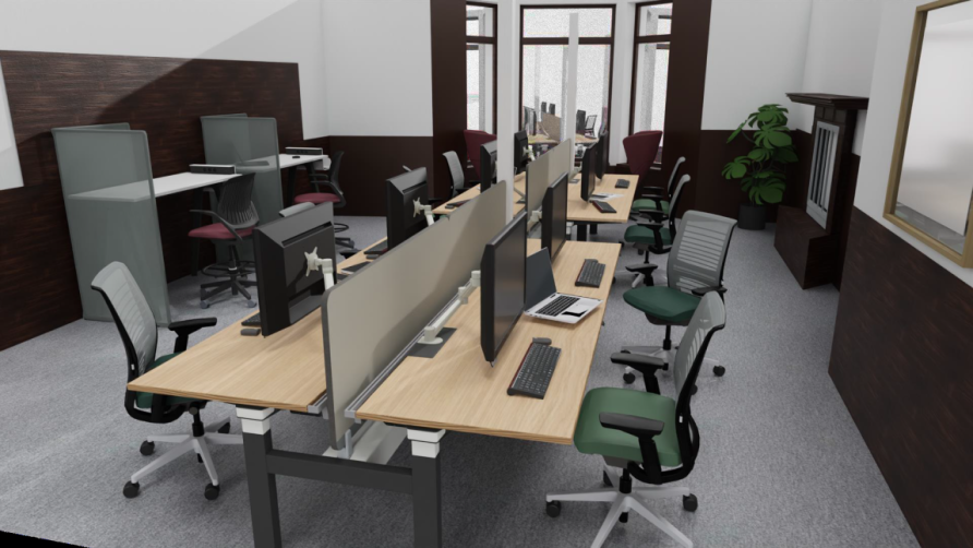 Shared office space - desks, chairs, computers