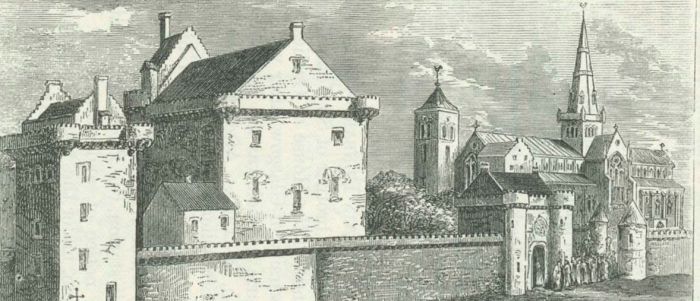 Illustration of medieval Scottish town