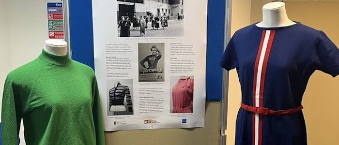 Poster and Twomax dress exhibit presented at the Fleece to Fashion research project conference in September 2022