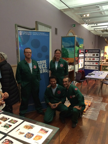 Photograph of four GSF in Action students wearing ghostbuster uniforms. 