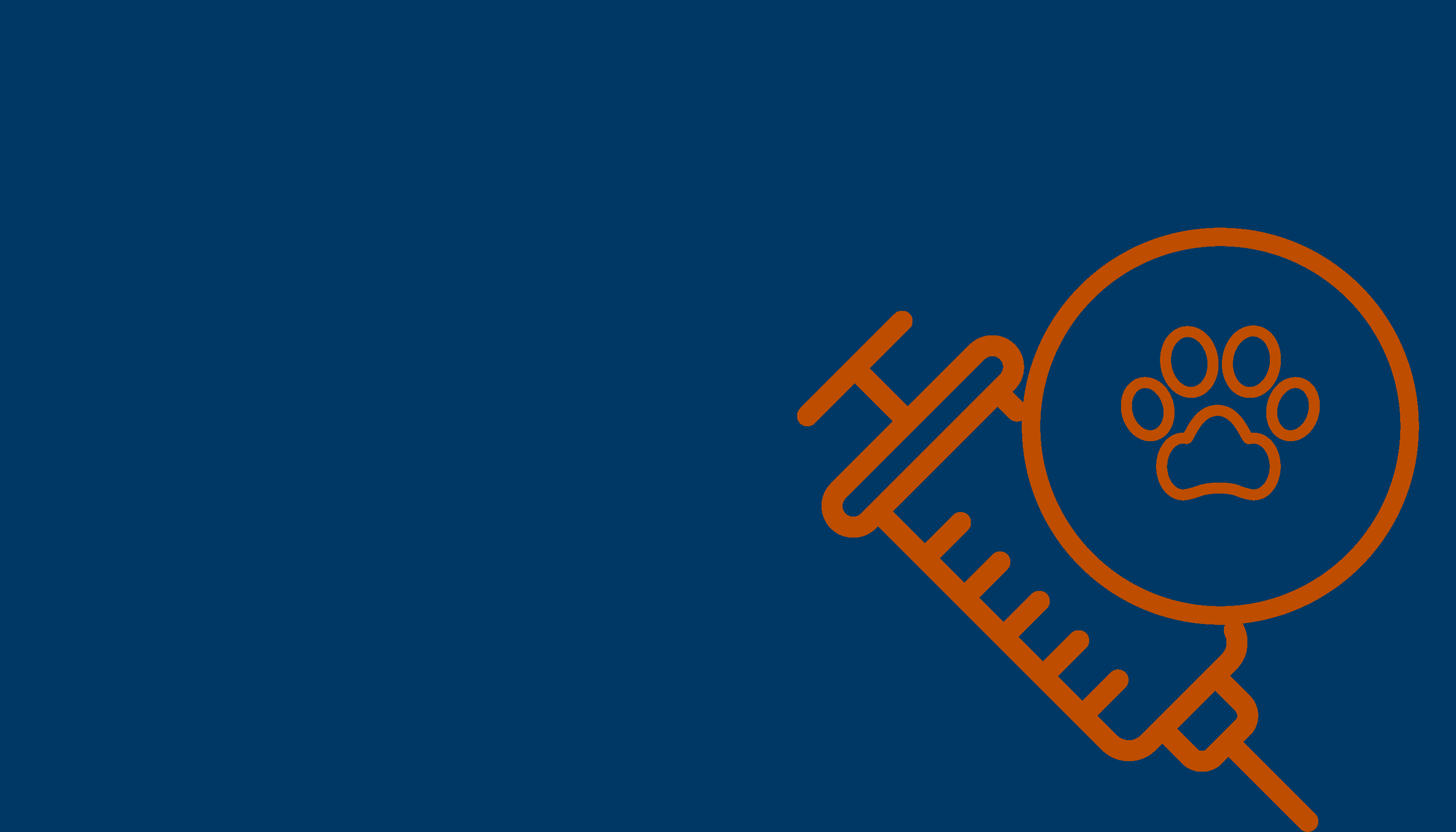 Syringe and pawprint surrounded by a circle graphic
