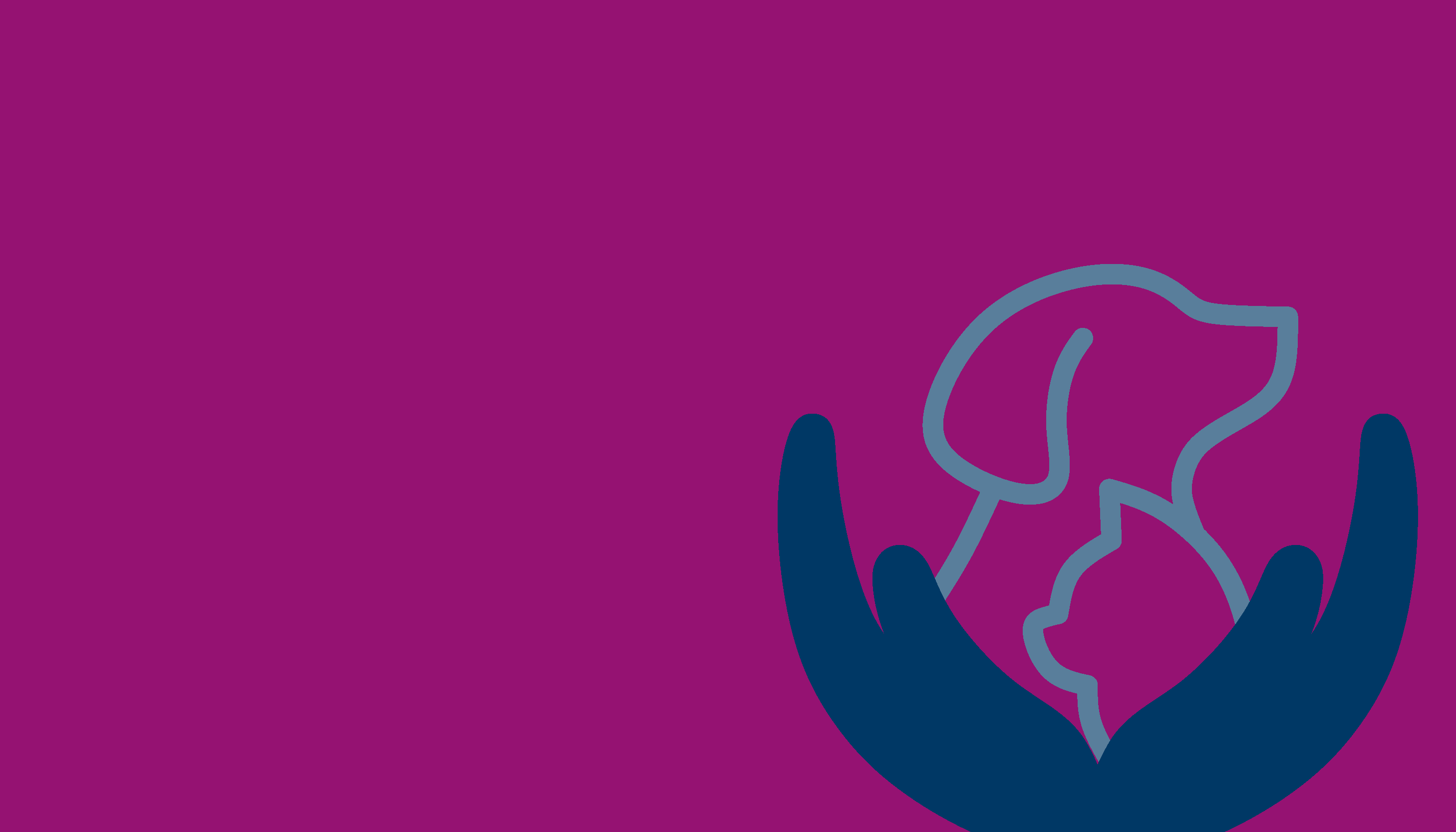 Outline of a dog and a cat encircled by two cupped palms
