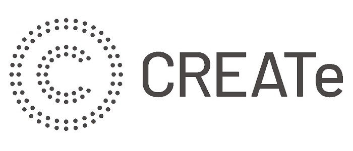 Logo with the word 'CREATe' and two circles one inside the other, each made up of double dotted lines