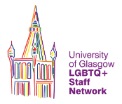University tower in Rainbow flag colours