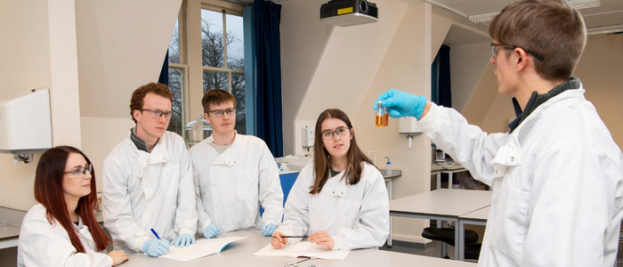 Biology & Life Sciences students in a laboratory at Dumfries campus
