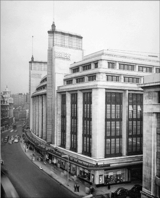 Photograph of main block of Barkers department store, July 1959. (GUAS Ref: HF 51/8/1/1/3 photo 35. Copyright reserved.)