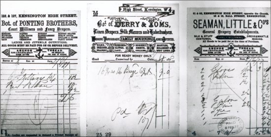 Photograph of customers’ bills, various dates and headings, c1876-1877. (GUAS Ref: HF 51/8/1/1/3 photo 24. Copyright reserved.)