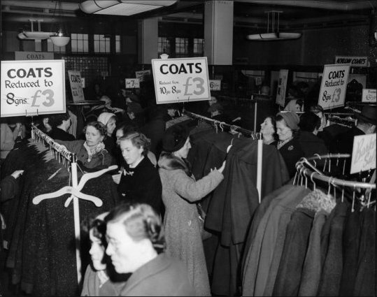 Photograph of the ladies section in the Clothing Department, c1961. (GUAS Ref: HF 51/6/1/5/4 photo 2. Copyright reserved.)