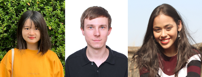 (l-r)Langxin Li, Thomas Gregory and Parna Mandal, participants in the STEM for Britain competition