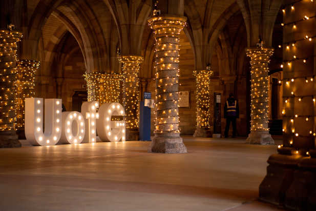 Photo of cloisters with illuminations