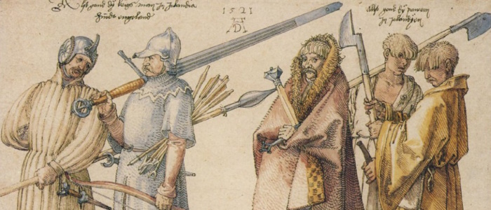 Drawing by Albrecht Dürer of Irish soldiers.