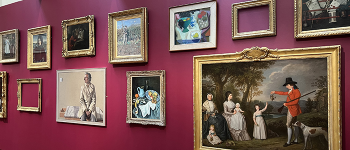 Paintings on the wall in the Hunterian Art Gallery