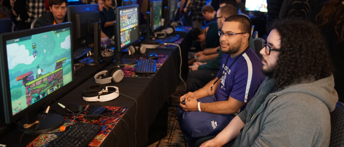 Two people playing video games 