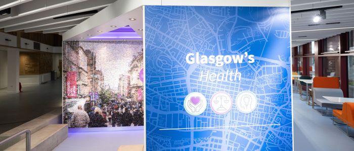 Glasgow Health sign and exhibition space