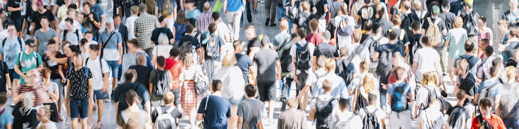 A crowd of people in a city