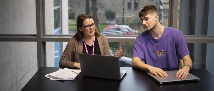 A student discussion during an interview