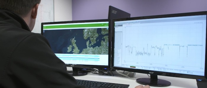 An image of the ReFLEX project's live grid being displayed on twin monitors