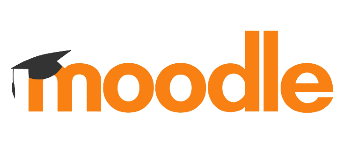 The Moodle company logo in orange text against a white background