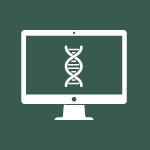 Computer screen with a DNA helix strand