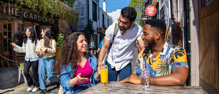 Students at Ashton Lane in the Glasgow's West End