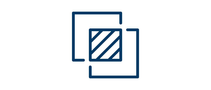 Icon of overlapping building spaces
